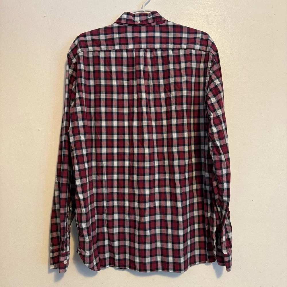 J. Crew Red and Black Plaid‎ Men's Shirt Size XL Plain Button Down LongSleeve